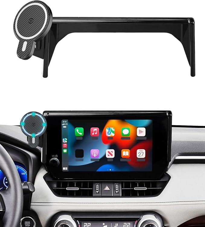 PZK Car Phone Holder for Toyota RAV4 2019-2025 Hybrid LE/XLE/Premium Accessories 7/8-Inch Screen Magnetic 15W Fast Wireless Charger Car Phone Mount 360° Rotation Not Affect Vent (Not Fit 9/10.5 inch)
