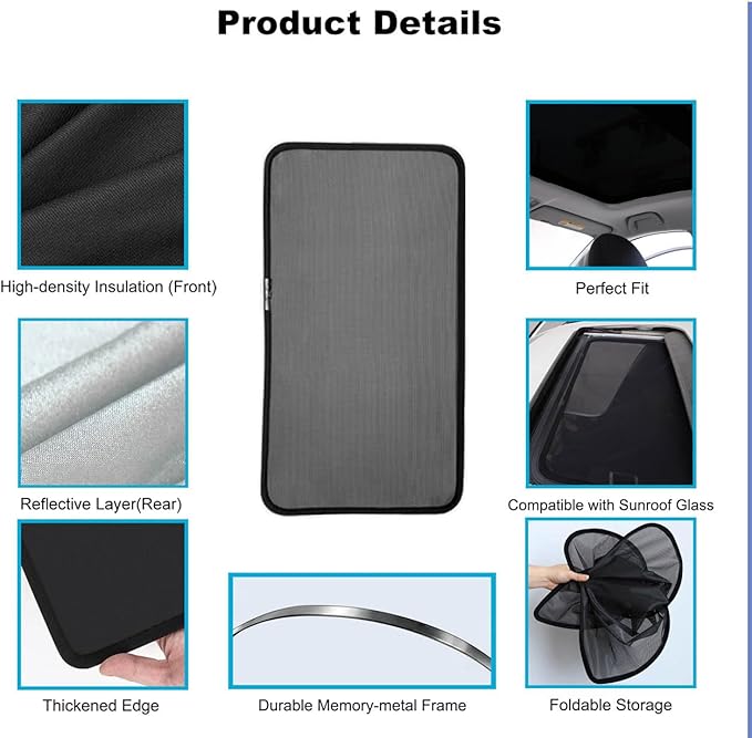 Car Sunroof Compatible with Tiguan 2016-2010 5-Door SUV, Foldable Glass Roof Sunshade with Storage Bag, Sunshade Roof Heat Insulation Sun Protection Roof Sunshade Interior Sunroof Shade