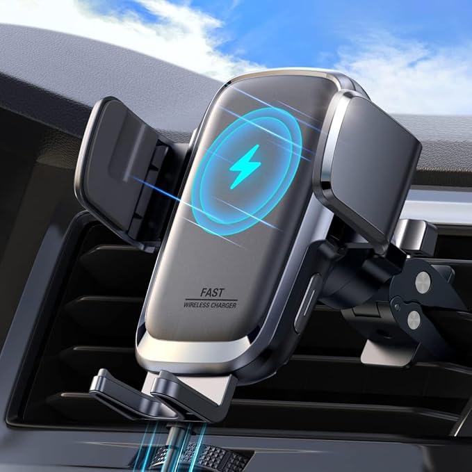 JOYROOM Wireless Car Charger, 15W Fast Charging Auto Clamping Car Phone Holder Charger, Phone Stand for Car Vent Phone Mount for iPhone 17/16/15 Pro Max Air, Galaxy S26/25 Ultra, Pixel 10 Pro and More