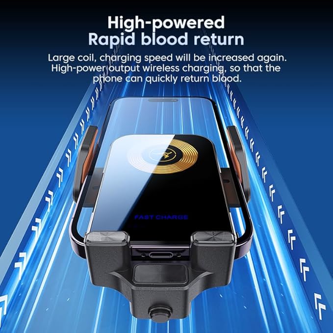 Wireless Car Charger,15W/10W/7.5W Fast Charging Auto-Clamping Car Charger with Phone Holder for iPhone 17/16/15/14/13/12/11 Pro Max, Samsung Galaxy S23/S22/S21 Ultra