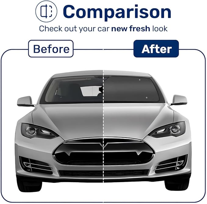 GENANY Balck Windshield Sun Shade for Electric Vehicle (59x37 Inches), Sun Shade Windshield, Shades for Front Windows, Sunshade for Car Windshield, Xmas Auto Gift, Car Decor