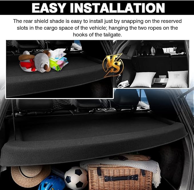 Powerty Cargo Cover for 2015-2019 VW Golf MK7 GTI Trunk Cover Trunk Shielding Shade Cargo Luggage Cover for Volkswagen Golf MK7 GTI Accessories(Can Withstand The Load)