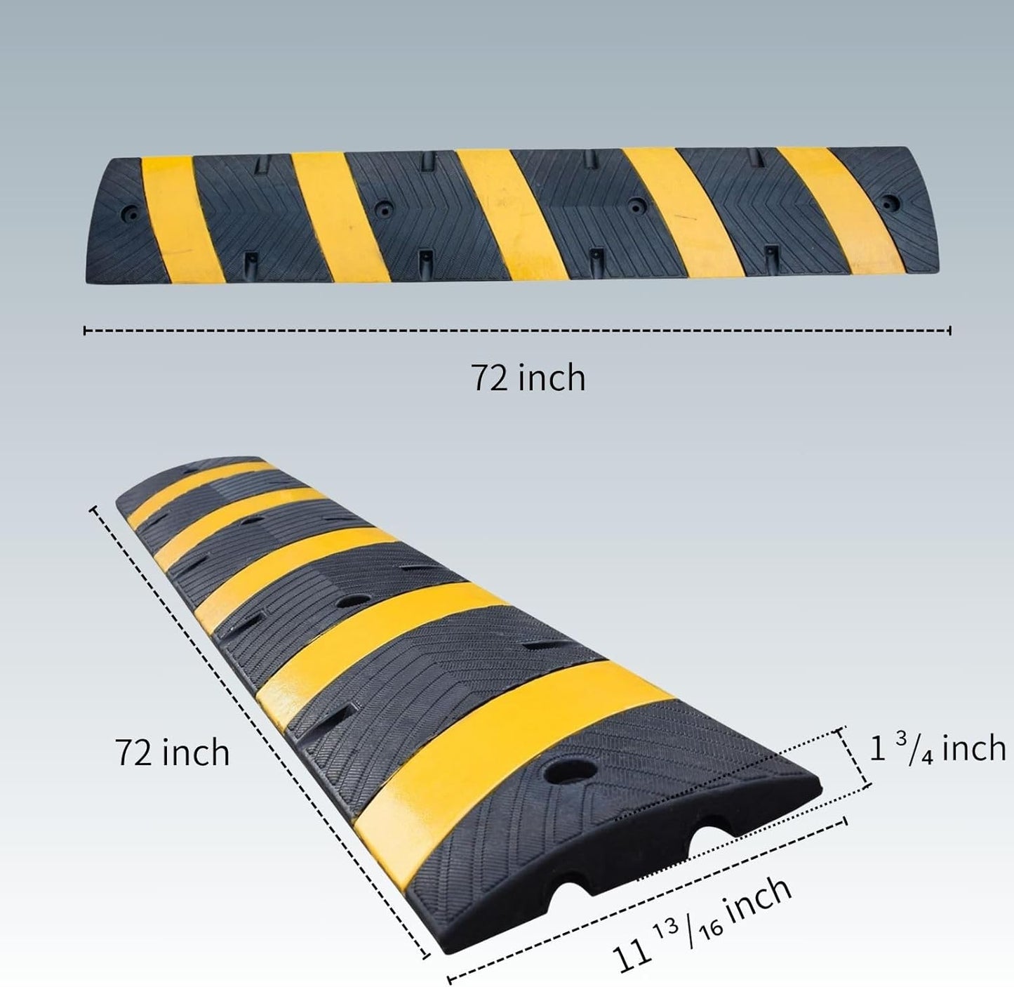 1 Pack 72 Inch Heavy Duty Rubber Speed Bump Ramp – Cable Protector, Driveway Garage Road Parking Lot Safety Control, Durable Anti-Slip Traffic Hump