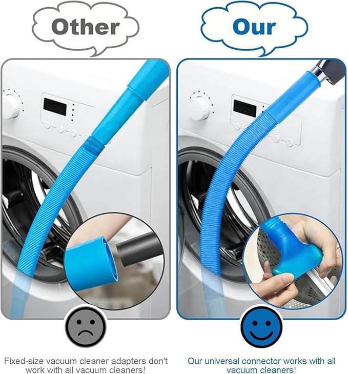 Dryer Vent Cleaner Kit – Flexible Brush & Universal Vacuum Attachment for Lint Removal, Dryer Duct and Vent Cleaning Tool for Dryer, Washer, Car Vents & Air Ducts