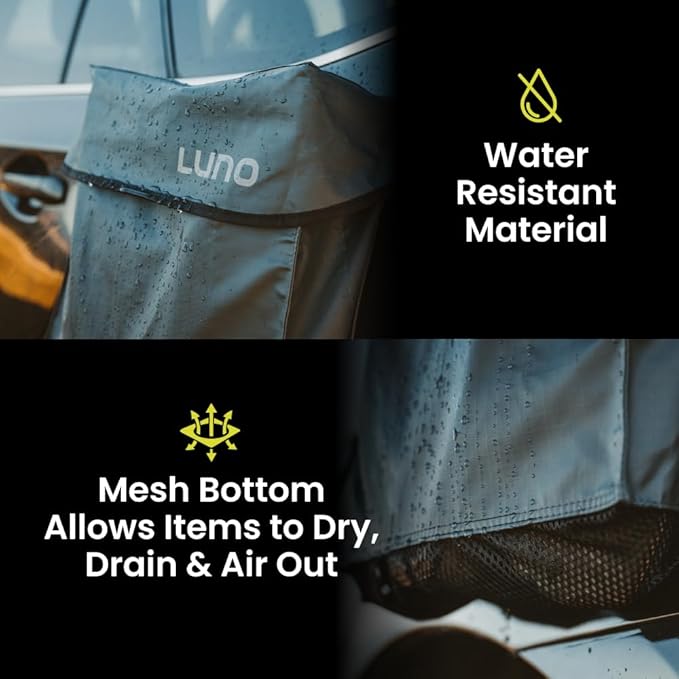 LUNO Magnetic Gear and Shoe Storage Bag - Water resistant, Magnetic Attachment, Quick-Dry Mesh Bottom | Quick and Easy Install | Great for Shoes, Gear, or Trash While Camping