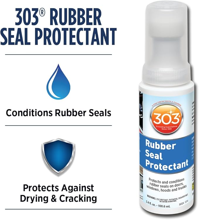 303 Products Rubber Seal Protectant – Windows, Hoods, Trunks, Rejuvenates Color & Flexibility of Old & Dry Seals, Weatherproofing & UV Protection, 3.4 fl.oz (Pack of 3)