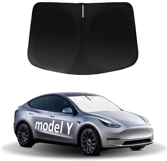INSAUTO Foldable Windshield Sun Shade for Model Y 2020-2024, Heat & UV Protection Car Sunshade with Storage Bag, Keep Interior Cool & Easy Installation