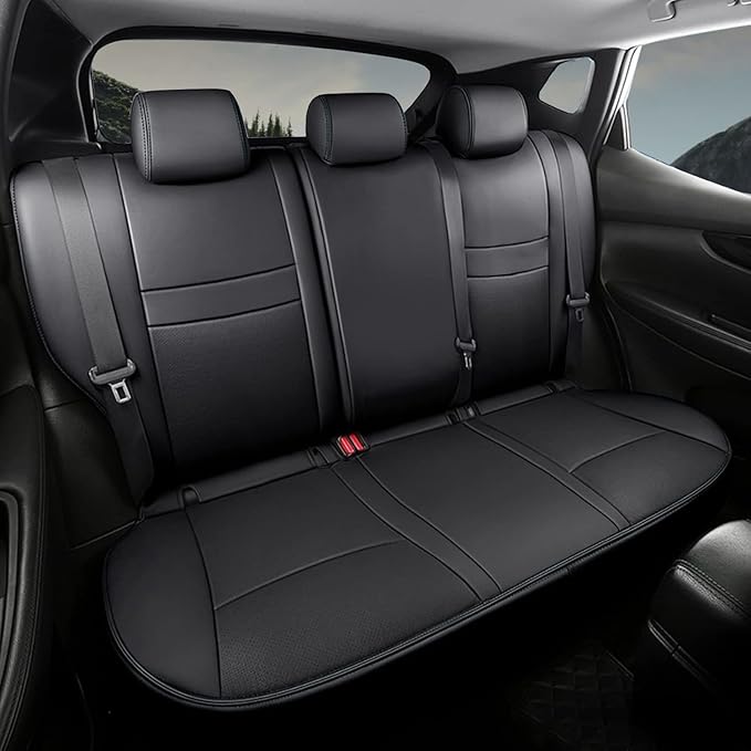 AOMSAZTO Custom Fit Seat Cover for Nissan Rogue Regular(Not for Hybrid &Sport) 2014 2015 2016 2017 2018 2019 2020 Full Set Faux Leather Rogue Seat Cover Protector Black