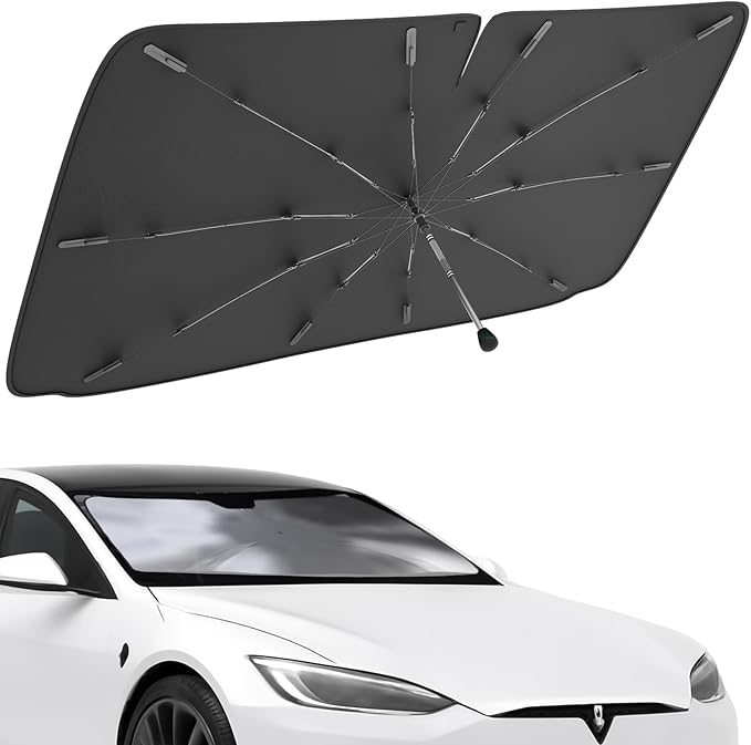 Car Windshield Sunshade Umbrella – Sun Shade for car Windshield Blocks UV Rays & Heat, Keeps Interior Cool, Foldable Sun Visor Cover with Universal Fit for Front Windows(56" L x 31" W)