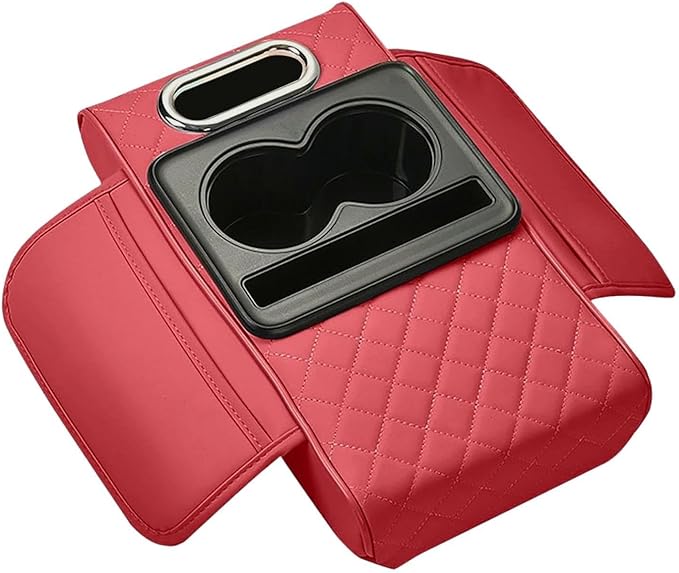 Car Center Console Pad PU Leather Armrest Organizer with Tissue Box Slot for Vehicles, Style C
