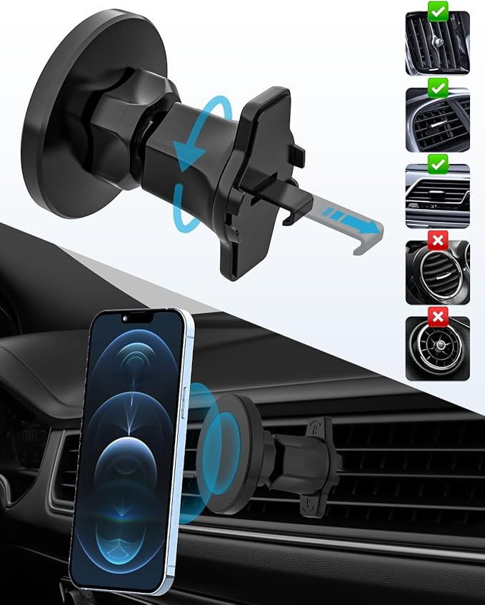 for Magsafe Car Mount Phone Holder - [2-Pack Strong Magnets] Cup Holder Vent Universal Magnetic Car Phone Holders for Your Car, for iPhone Air 17 Pro Max 16 15 14 13 12 11, S25, 4.7 to 7" Smartphones