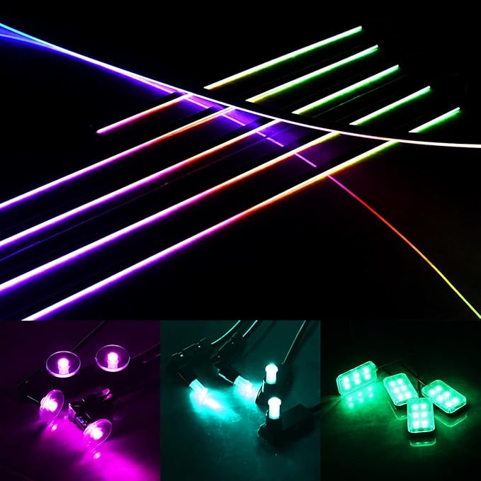 Dreamcolor Acrylic Interior Car LED Strip Lights, Car Ambient Lighting Kit with APP Control, Decorative Lights with Dynamic Chasing Sync to Music, RGB Neon Lighting (18 in 1)