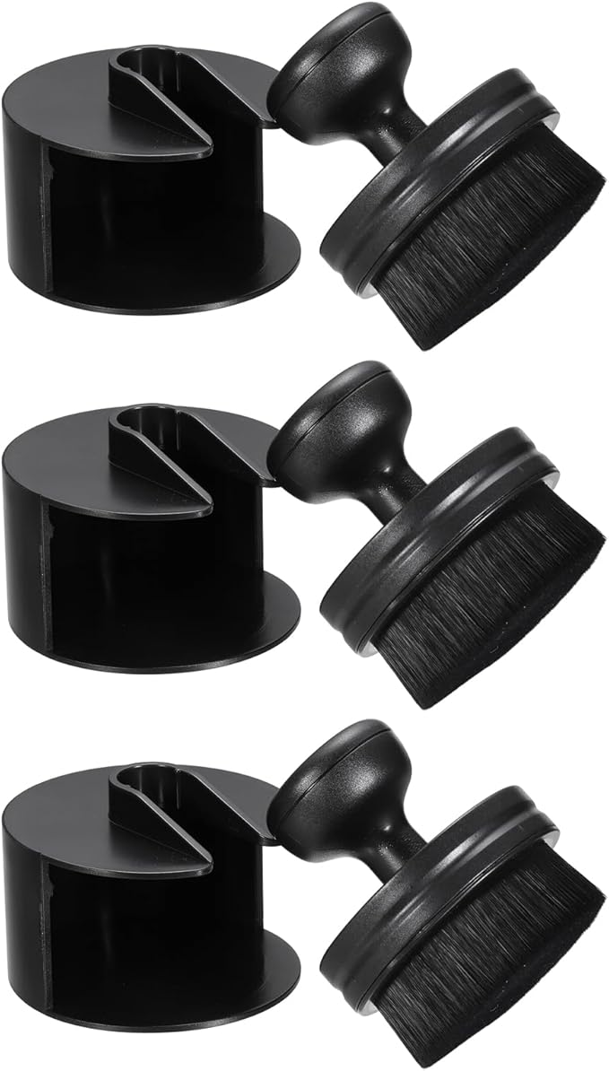 HARFINGTON 3 Pcs Car Tire Shine Applicator Brush PBT Automotive Tire Dressing Brush Car Cleaning Duster with Storage Stand for Auto Detailing Cleaning, Black