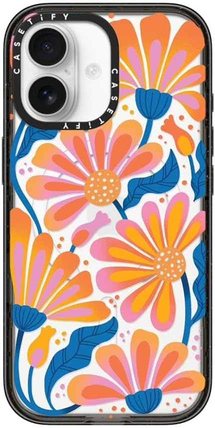 CASETiFY Impact iPhone 17 Case [Slim/Compatible with Magsafe / 8.2 ft. 4X Military Grade Drop Protection] - Lazy Daisy - Clear Black
