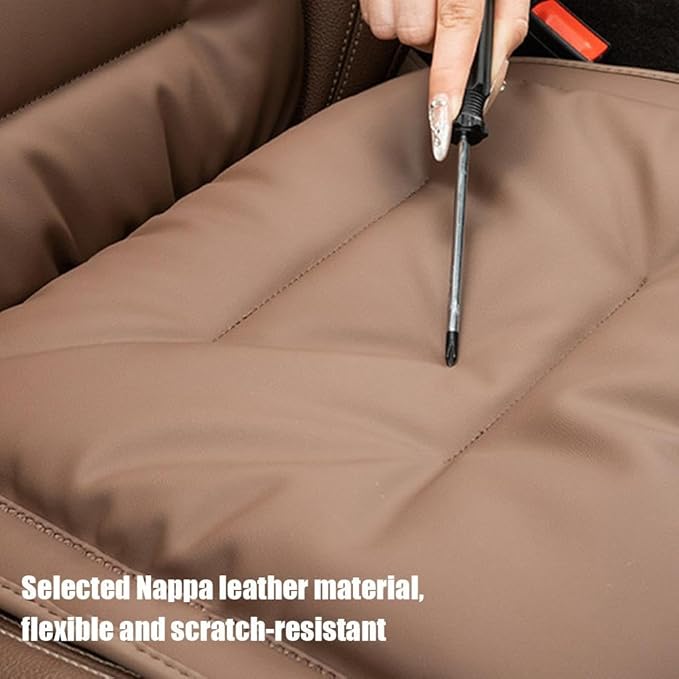Skin-Friendly & Dirt-Repellent Leather Seat Cushions, 2026 Car Seat Cushion for Driving, 1.57" Thick Comfort Seat Protector, Universal Non-Slip Memory Foam Pad for Car (White, Front Seat Cushion)