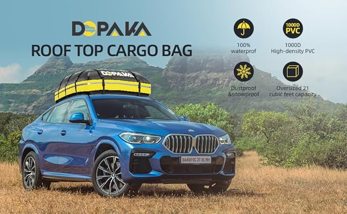 Car Rooftop Cargo Carrier Bag,100% Waterproof Heavy Duty 1000D Car Top Carrier,21 Cubic Feet Car Roof Bag for All Vehicle with/Without Rack,Anti-Tear Anti-Slip Mat, Luggage Lock,6 Door Hooks