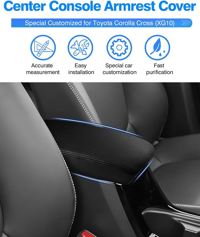Autorder Center Console Cover for Toyota Corolla Cross 2022-2025 2026 Accessories Armrest Cover Anti-Scratch Middle Console Pad Leather Armrest Protector