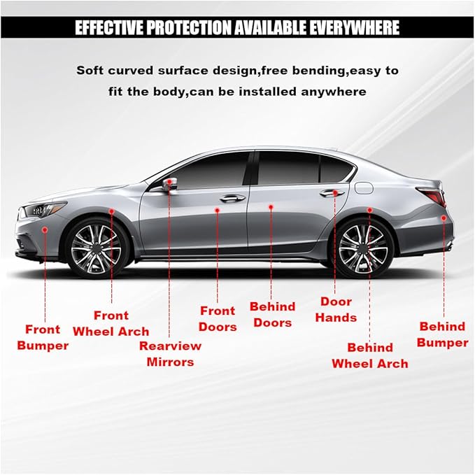 4PCS Bling Car Door Handle Scratch Protector, Crystal Rhinestone Sticker Car Door Edge Guard, Side Rearview Mirror Anti-Collision Strip, Exterior Accessories for Women Men (White)