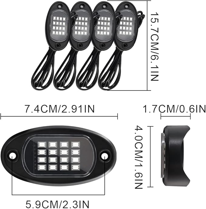 GSRECY RGB LED Rock Lights for Trucks, 4 Pods Rock Lights with App/Remote Control/Music Mode, Multilcolor Neon Underglow Wheel Well Light for ATV Pickup Off Road RZR UTV Golf Car Trailer Boat