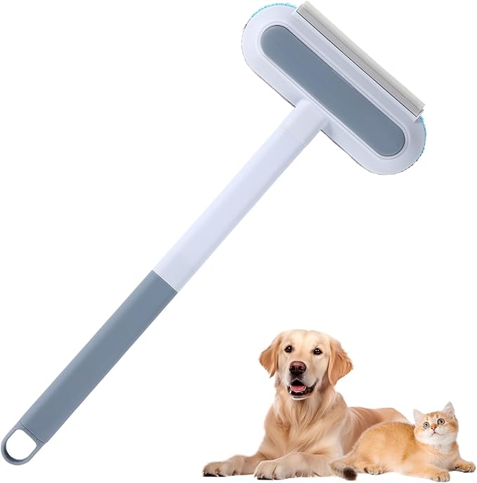 4-in-1 Pet Hair Remover, Multifunctional Cat & Dog Hair Kitten Fur Removal Brush Tool with Long Handle Reusable Lint Brush for Furniture Couch Carpet Clothes Windows Tight Spaces