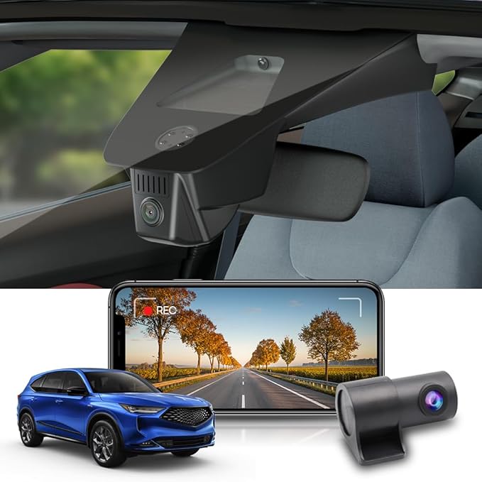 Fitcamx Front 4K+Rear 1080P Dash Cam Suitable for Acura MDX 2022 2023 2024, Gen4 (with Auto Dimming), OEM Look, Dual HD Video, Loop Recording, Built-in WiFi & APP, G-Sensor, Easy to Use, 128GB Card
