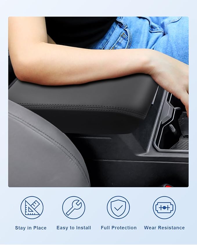 CDEFG 2025 2026 Tacoma Center Console Armrest Cover Compatible with 2024 2025 2026 Toyota Tacoma (4th Gen Tacoma) Accessories ABS Material Anti-Scratch Armrest Cushion Lid Protector(Full Coverage)