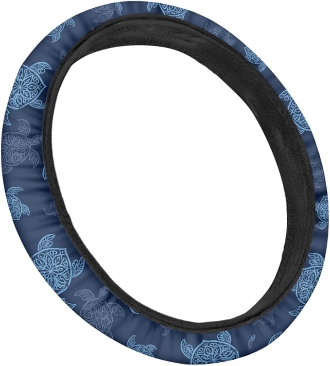 AFPANQZ Blue Turtles Print Car Steering Covers Anti Slip Universal Fit Comfort Grip Auto Sweat Absorption Stretch-on Fabric 14.5 inch 15 inch Breathable Warm in Winter and Cool in Summer