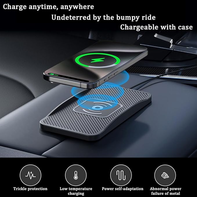 Wireless Car Charger Pad for Cadillac Escalade 2000 2002-2026, Type-C/USB 20W Car Wireless Charger Non-Slip Phone Charging Pad Car Accessories,B 30cm Cable USB Plug