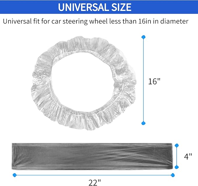100 PCS Universal Car Disposable Steering Wheel Cover with Elasticity,Easy to Install Steering Wheel Shield,One-time Use Car Steering Wheel Protector for Auto Truck Bus, Keep Auto Interior Clean