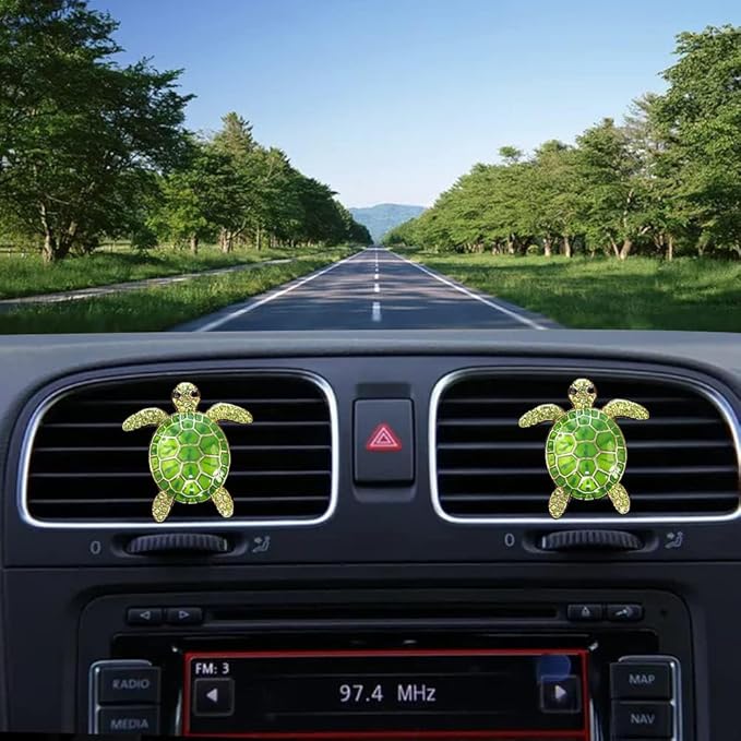 Car Air Freshener Women Car Vent Clips Decorations 2 PCS Cute Sea Turtles Car Interior Accessories Car Vent Diffuser (Green Sea Turtle, 1.6 inch)