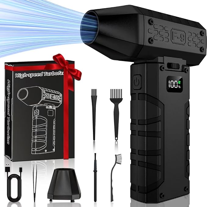 Compressed Air Duster 130000RPM Electric Duster with LED Light, 100 Gear Adjustable Rechargeable Cordless Air Blower Cleaning Tool for Keyboard,Electronic Devices,Car (Black)