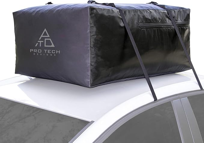 Voyager 10 Cubic Feet Waterproof Rooftop Cargo Roof Bag, No Roof Rack Needed UV-Protected PVC Semi-Coated Mesh, Welded Seams, Water Seal Zipper 36" L x 30" W x 16" H