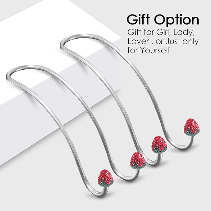 【2024 Upgraded】 Car Headrest Hooks Decorations, 2 Pcs Bling Strawberry Shape Purse Hook Hangers, Auto Hooks Car Hangers and Durable Backseat Holder, Storage Universal for SUV Truck Vehicle (Red)