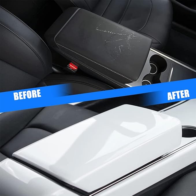 White Armrest Cover for Tesla Model 3 Model Y 2017-2023 Car Center Console Armrest Pad Trim Cover Arm Rest Box Cushion Console Protector Interior Accessories