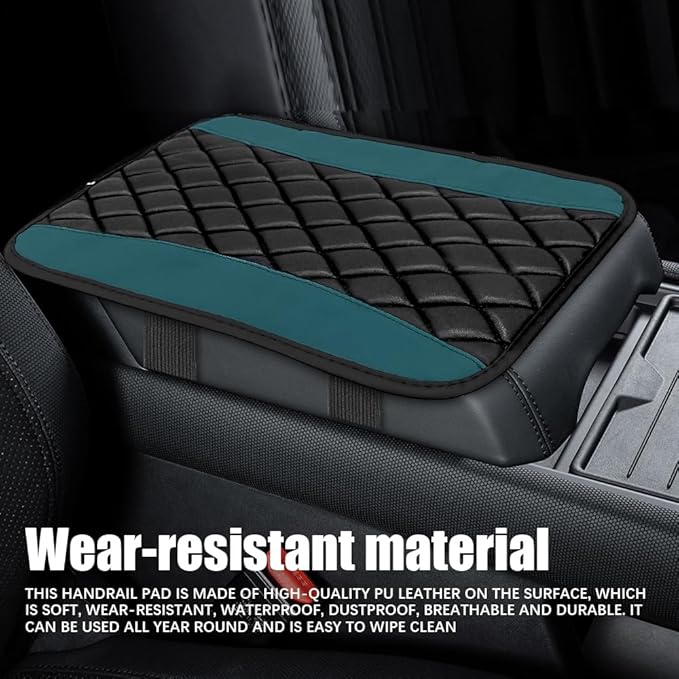 Car Center Console Cushion Pad, Arm Rest Covers, 12.6"×7.5" Leather Waterproof Auto Armrest Seat Box Protector, Auto Comfortable Center Console Cover Universal for Most Vehicles (Dark Green)