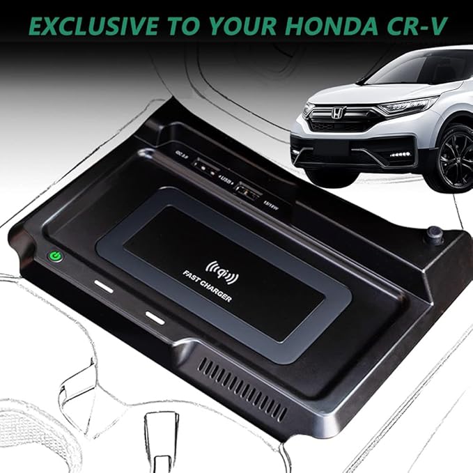 Wireless Car Charger for Honda CR-V/CRV Hybrid 2017 2018 2019, 15W Qi Fast Charging Phone Charger Pad for iPhone Galaxy, Center Console Accessory for 5th Gen CRV, Gift for Honda CR-V Owners