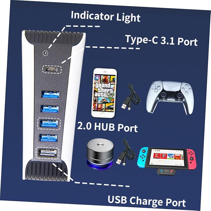 Uonlytech 2pcs USB Hub Port USB Expander Adapter High-Speed Data Transfer Multiple Device Support Desktop Hub for Gaming Consoles Efficient and Stable