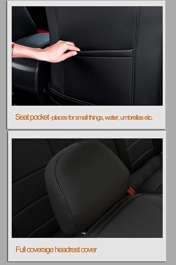 EKR Camry Seat Cover for Toyota Camry L LE XLE 2012 2013 2014 2015 2016 2017 (Not for Hybrid) Leather Car Seat Cover Full Set for Trucks SUV-Faux Leather (Black/Gray)