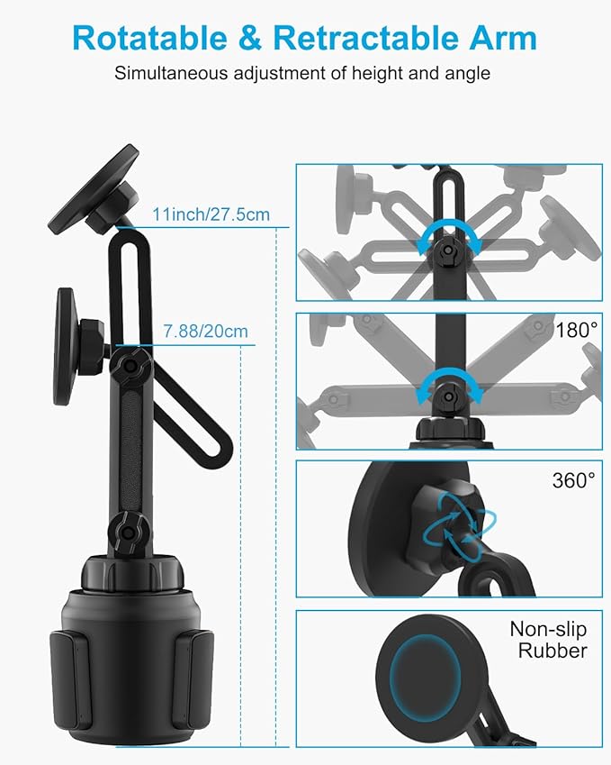for Magsafe Car Mount Phone Holder - [2-Pack Strong Magnets] Cup Holder Vent Universal Magnetic Car Phone Holders for Your Car, for iPhone Air 17 Pro Max 16 15 14 13 12 11, S25, 4.7 to 7" Smartphones