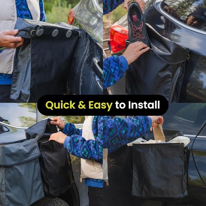 LUNO Magnetic Shoe Bag – Outdoor Car Camping Shoe Storage with Quick-Dry Mesh & Strong Magnetic Mount | Water-Resistant Boot Bag & Gear Organizer for Van Life, Adventures & Wet Gear (Black)