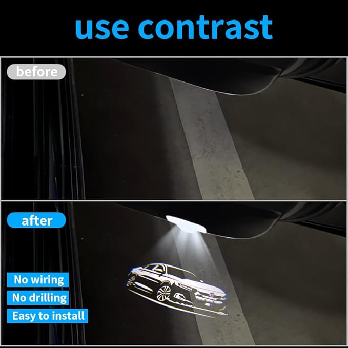 2 Pcs Accord Car LED Projector Door Shadow Light Welcome Light Laser Emblem Logo Lamps Kit Puddle Lights LED Courtesy Step Lights Ground Lamp HD Kit Replacement for Accord 9 2014-2021