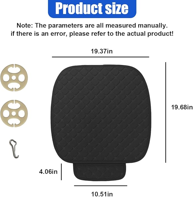 YoRise Comfortable Car Seat Cover, Linen Breathable Anti-Slip Front Bottom Seat Cushion Pad with Storage Pocket, Universal Auto Interior Seats Protector Accessories for Car Truck SUV (Black)