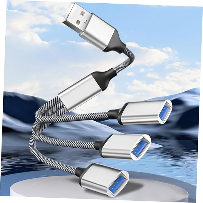 USB Way Splitter Hub Male to Female USB Adapter for Portable Power and Data Transfer Compatible Devices for Cars and Computers