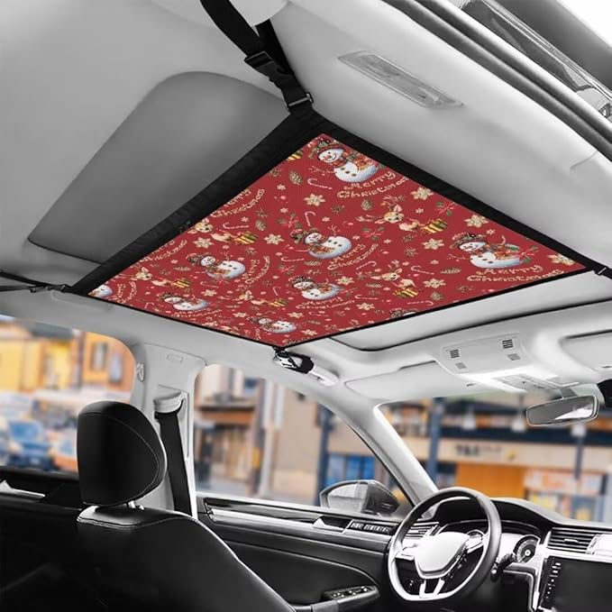 Snowflake Snowman Car Roof Storage Bag Car Seat Back Hanging Bag All Car Storage Organizers One-Size-Fits Tidy Pouch Pocket Storage for Small Items