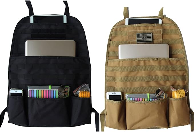 Upgrade 1000D Molle Seat Back Organizer with Pouches, Tactical Molle Vehicle Panel Car Seat Cover Protector Seat Back Organizers