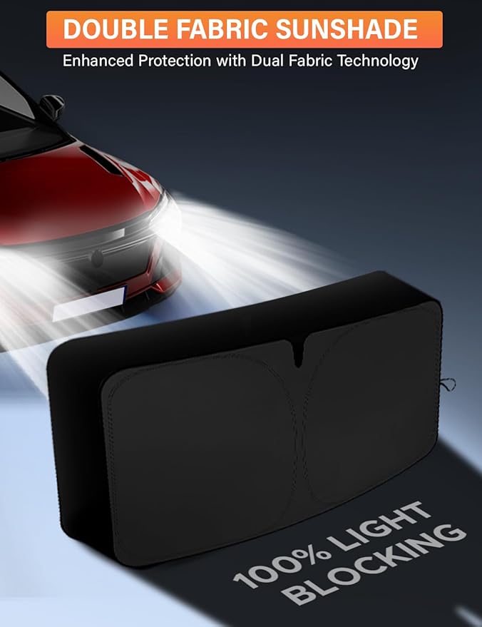 EcoNour Windshield Sunshade Compatible for Kia NIRO 2017-2020 2021 2022, Sun Visor for Front Windshield & Window Sun Shade Cover, UV Heat Blocker & Protector, Car Accessories