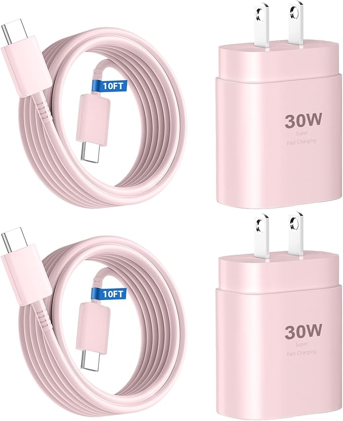 Phone 17 16 15 Charger Fast Charging,30W USB C Phone 17 16 15 Pro Max Charger Block &10FT Long Type C Cable Cord for i.Phone 17/17 Air/17 Pro/17 Pro Max/16/16 Plus/16 Pro/16 Pro Max/15/15 Pro Max,Pink