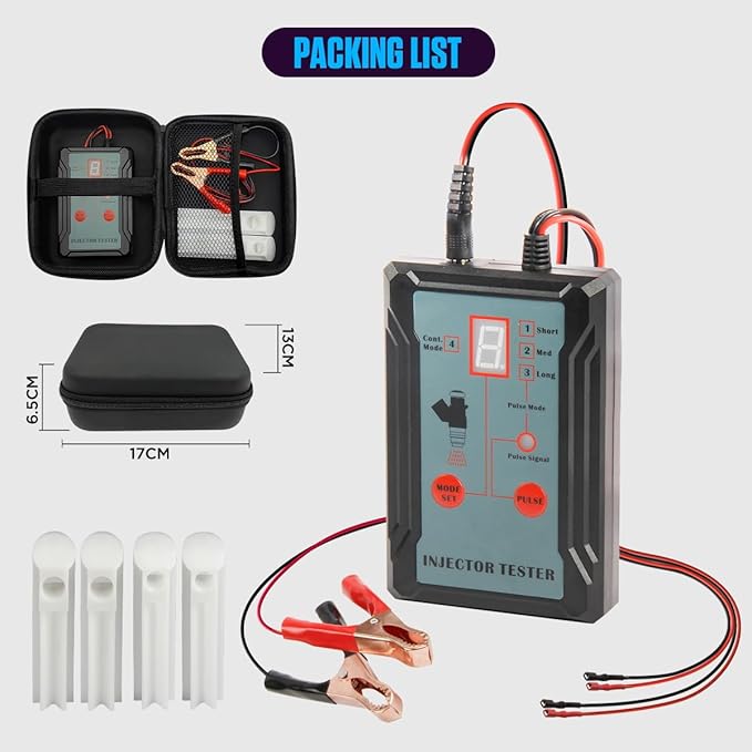 Fuel Injector Tester Cleaner Kit 8 Pulse Modes Injector Tester 2 Fuel Injectors Simultaneously Tester DIY Cleaning Tools with 40inch Power Cord,2 Injector Cleaner Adapter,Short Circuit Protection 12V