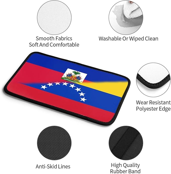 Venezuela Venezuelan Haiti Haitian Flag Auto Center Console Armrest Cover Car Handrail Box Cushion Pad Mat Universal Fit Most Vehicle Sedan Truck SUV Soft Comfort Decor Accessories