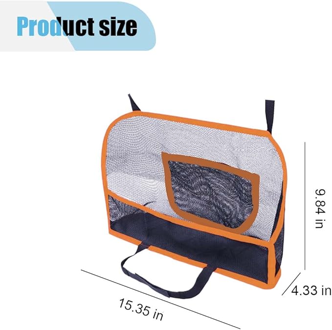 Car Net Pocket Handbag Holder, Car Purse Holder Between Front Seats, Driver Storage Netting Pouch for Backseat Pet Kid Barrier, Vehicle Storage Organizer Mesh Bag for Women Men (Orange)